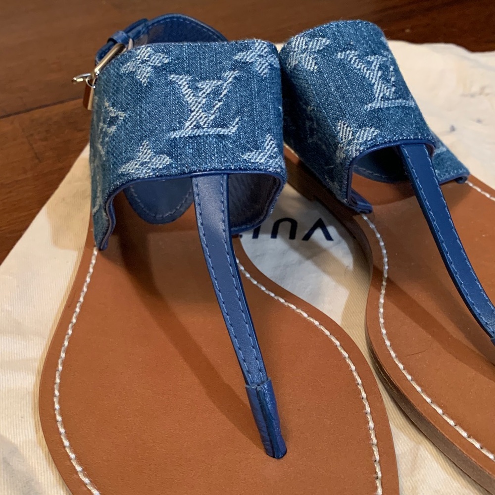 Rare brand new authentic denim collection Louis Vuitton sandals size 37 ( US 7) - Picture 1 of 17